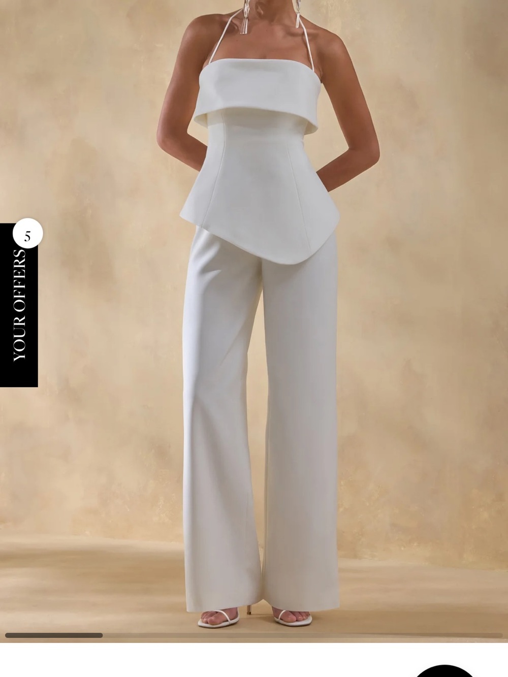Club L London White Strapless Peplum Jumpsuit